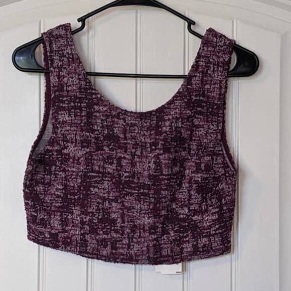 Free Press Marble Knit Crop Top Purple Medium Juniors Tank Summer Casual Scoop - Picture 1 of 5